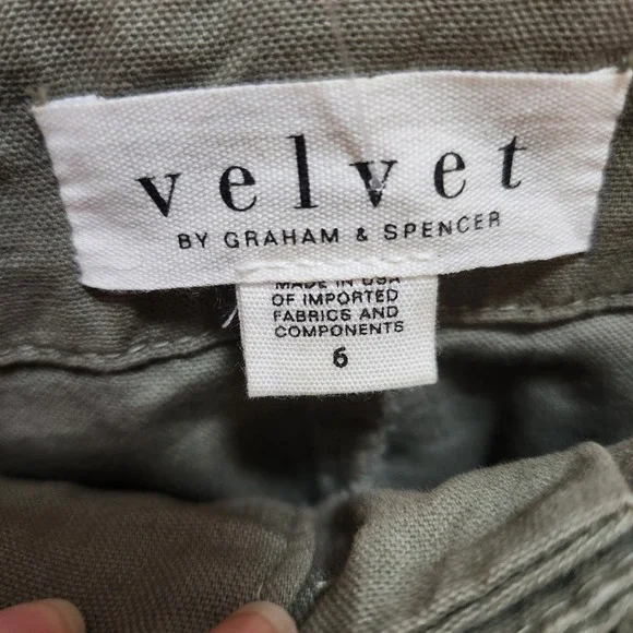 Velvet by Graham & Spencer Mya Utility Pant Smokey Olive Green Wide Leg Size 6 - Picture 3 of 6